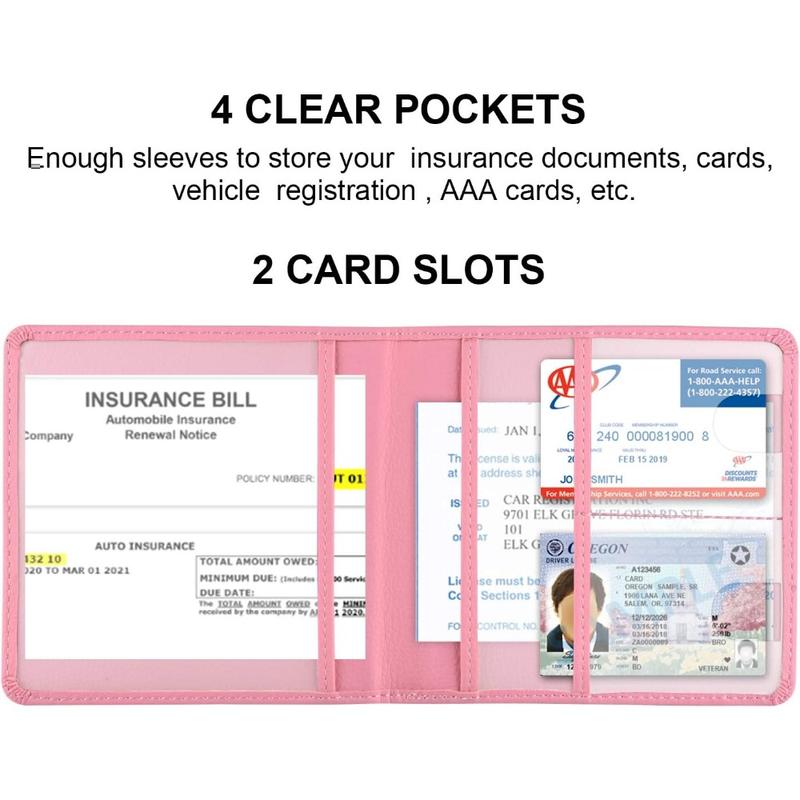 Car Registration Holder, Vehicle Glove Box Car Organizer Men Women Wallet Accessories Case for Cards, Essential Document, Driver License