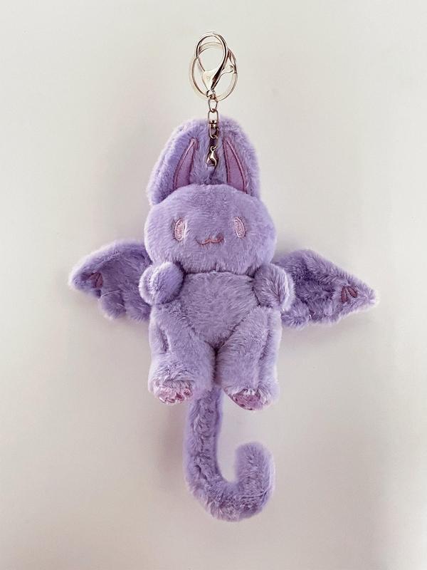 Cute Rabbit Plush Bag Charm, with Bat Wing Design, Creative Animal Design Plush Pendant, Bag Charm for Women & Men, Bag Decoration