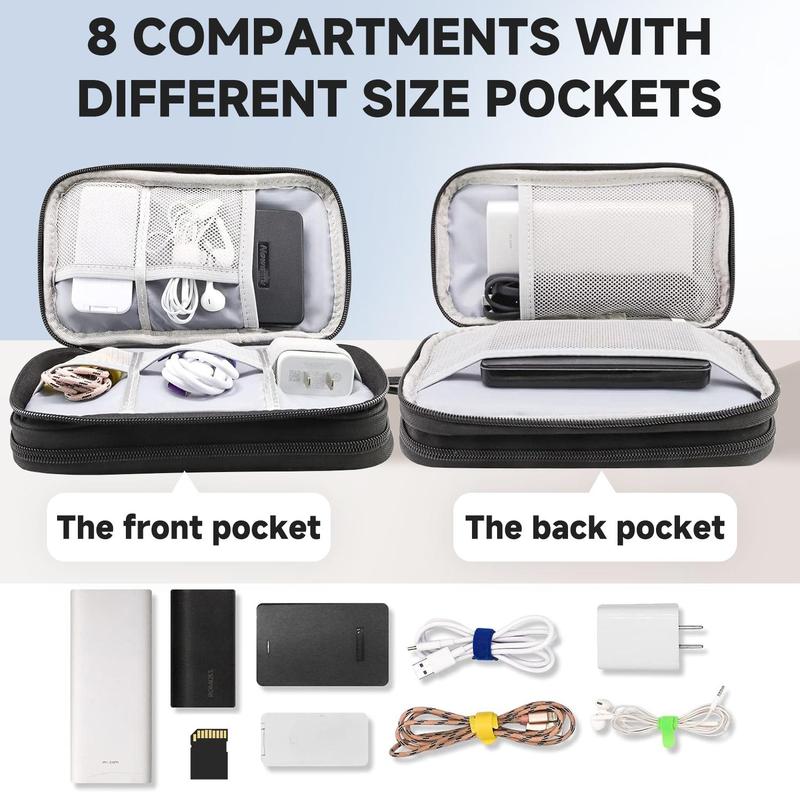 Portable Travel Storage Bag, 1count Waterproof Double Layer Electronic Accessories Storage Bag, Electronic Organizer for Data Cable, Charger, Earphone