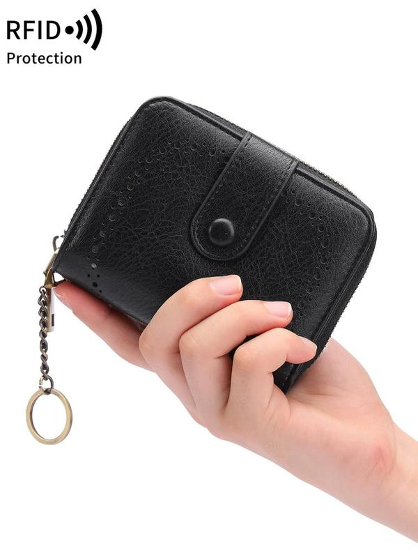 Women's Plain Zipper Short Wallet, 2024 New Style Rfid Protection Multi Card Slot Card Holder, Casual Trendy Versatile Daily Money Saving Wallets for Women As Gift, Purse for Women, Fall Outfits, Earthtone Fall Freshness