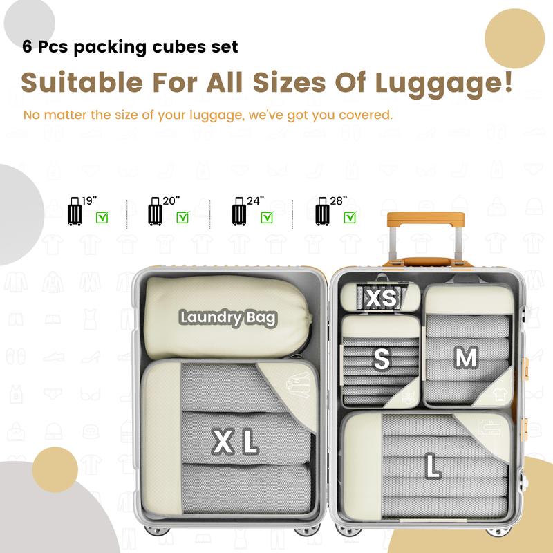 Compression Packing Cubes for Suitcases, 6 3 Set Travel Essentials Organizer, Lightweight Luggage Organizer Bags, Travel Accessories for Packing