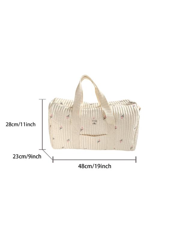 Cute Bear Pattern Travel Bag, Large Capacity Zipper Bag with Detachable Shoulder Strap, Daily Convenient Travel Bag for Women & Girls