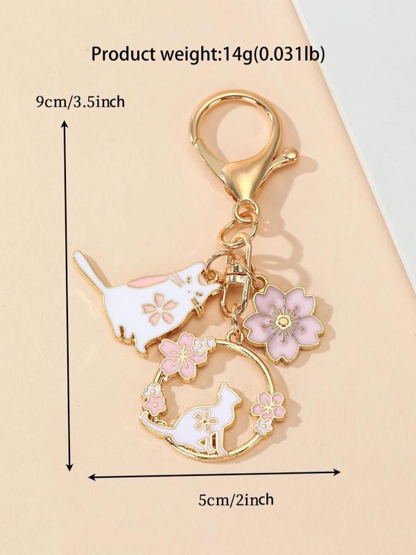 Cute Cartoon Animal & Flower Design Bag Charm, Bag Decoration For Women & Girls, Trendy Bag Accessories