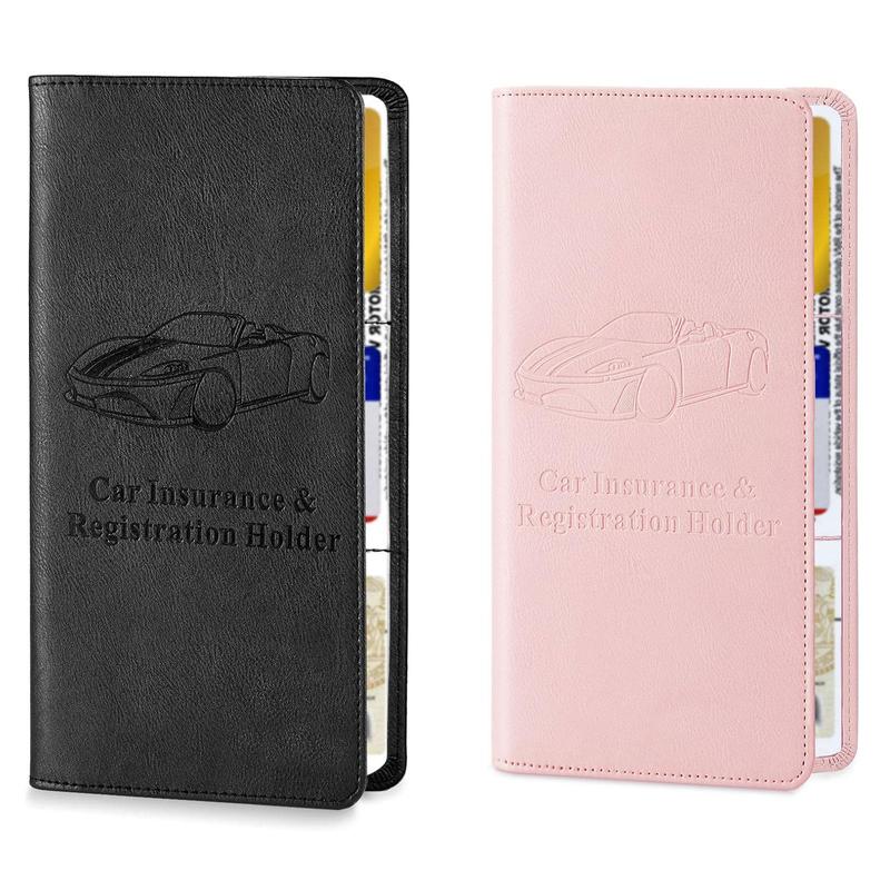 Car Registration & Insurance Card Holder, 1 Count PU Leather Car Document Holder, Car Registration & Insurance Card Holder with Magnetic Button