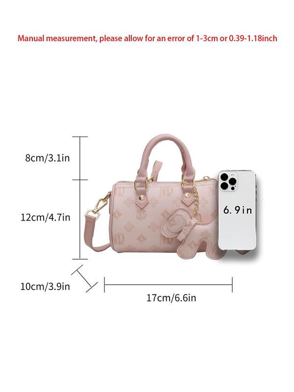 Women's Dog Charm Boston Bag, Fashionable Crossbody Bag with Adjustable Strap, Casual Trendy Versatile High-quality Daily Commuting Bag