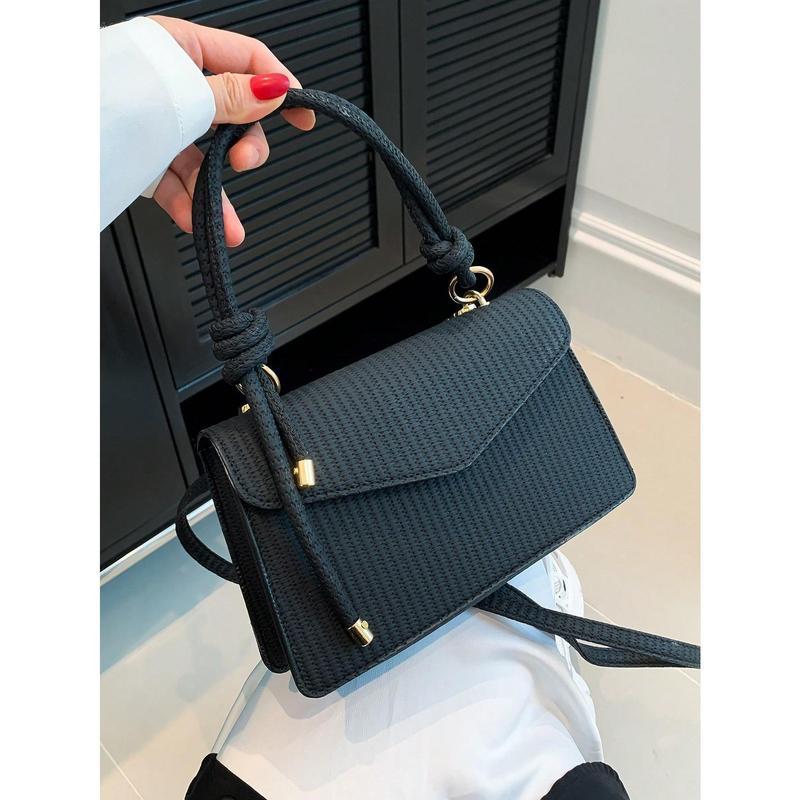 New Vintage Weave Texture Handheld Square Bag For Women, Can Be Used As Shoulder Or Crossbody Bag