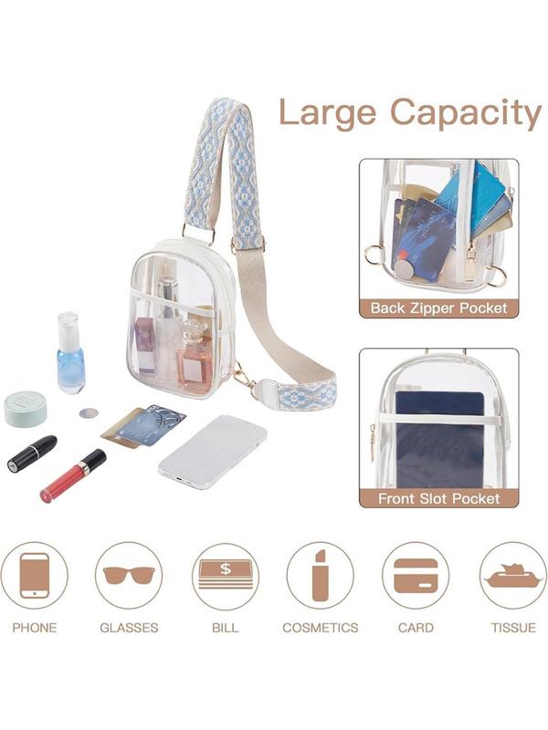 Fashionable Clear Sling Bag, Minimalist Lightweight Chest Bag, Transparent Chest Bag, Casual Versatile Zipper Sling Bag for Women & Girls