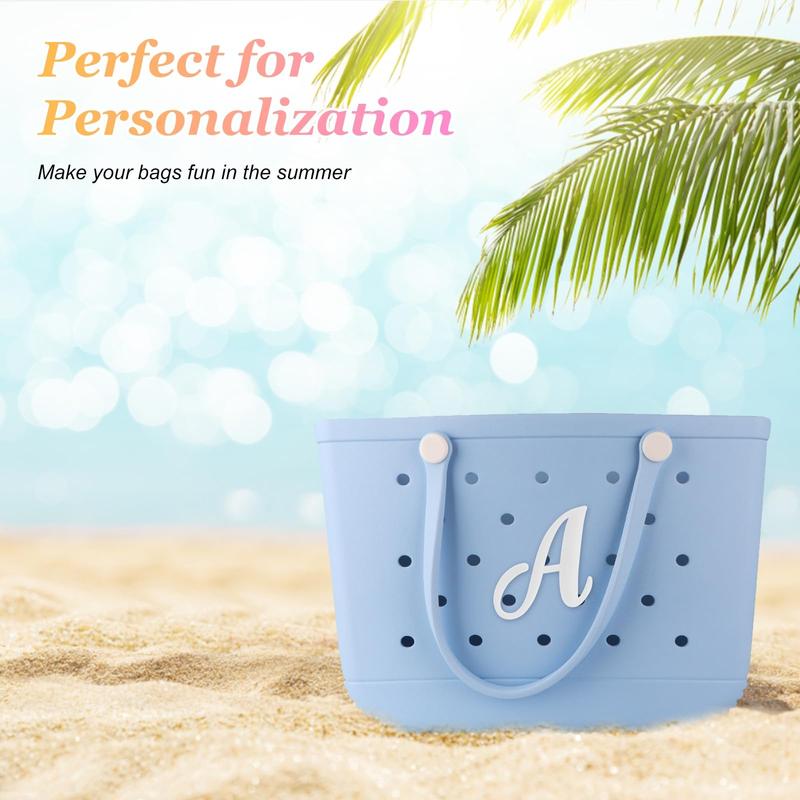 Decorative Lettering Charms for Bogg Bag Beach Bag, Alphabet Lettering Accessories, Decorative Bogg Bag Charms Insert Alphabet Lettering, Alphabet 3D Letters for Personalizing Handbag DIY White