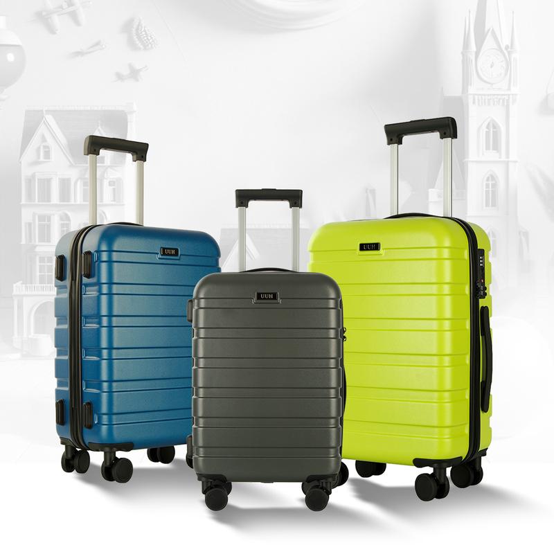 UUH Lightweight Luggage Family Travel Set, 2024 New Lightweight Luggage, with various combinations of three and four pieces, including gray, green, blue, black, white and silver for your choice, UUH will be your best travel companion.