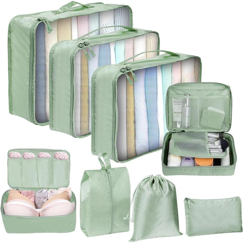 Packing Cubes for Travel 8 Set Packing Cubes for Suitcases Lightweight Luggage Organizer Bags Suitcase Organizer Travel Essentials (Avocado Green)