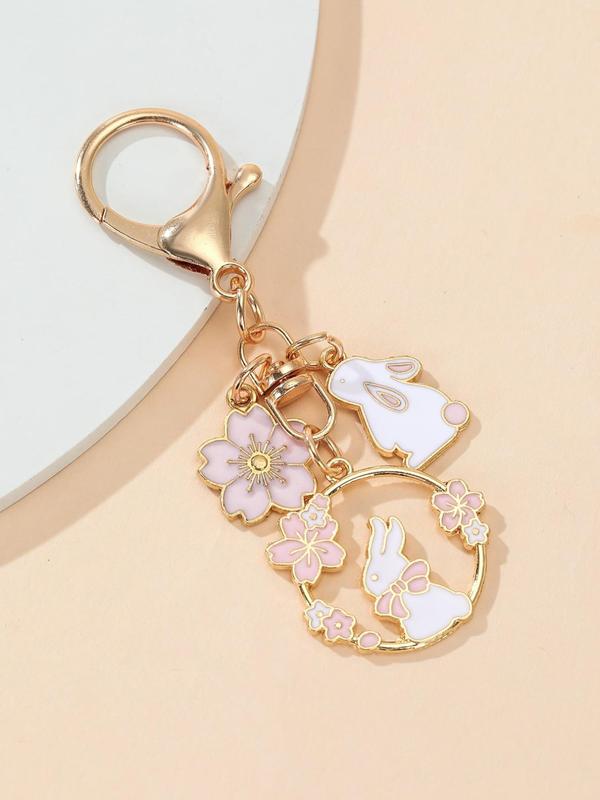 Cute Cartoon Animal & Flower Design Bag Charm, Bag Decoration For Women & Girls, Trendy Bag Accessories