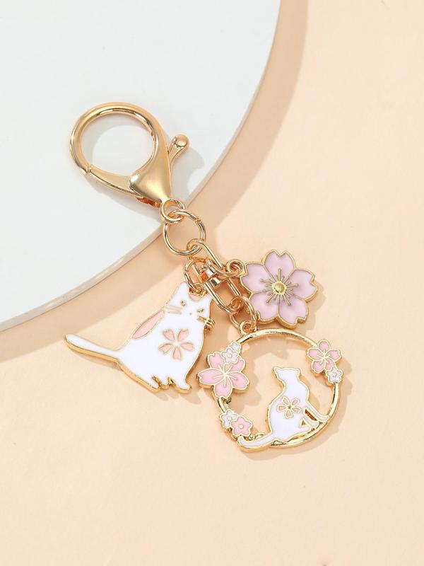 Cute Cartoon Animal & Flower Design Bag Charm, Bag Decoration For Women & Girls, Trendy Bag Accessories