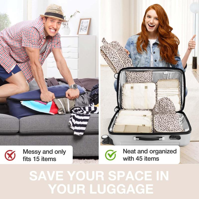 8 Set Packing Cubes for Suitcases, Packing Cubes with Shoe Bag, Cosmetics Bag, Clothing Bag, Accessories Bags Packing Cubes for Travel Luggage Organizer