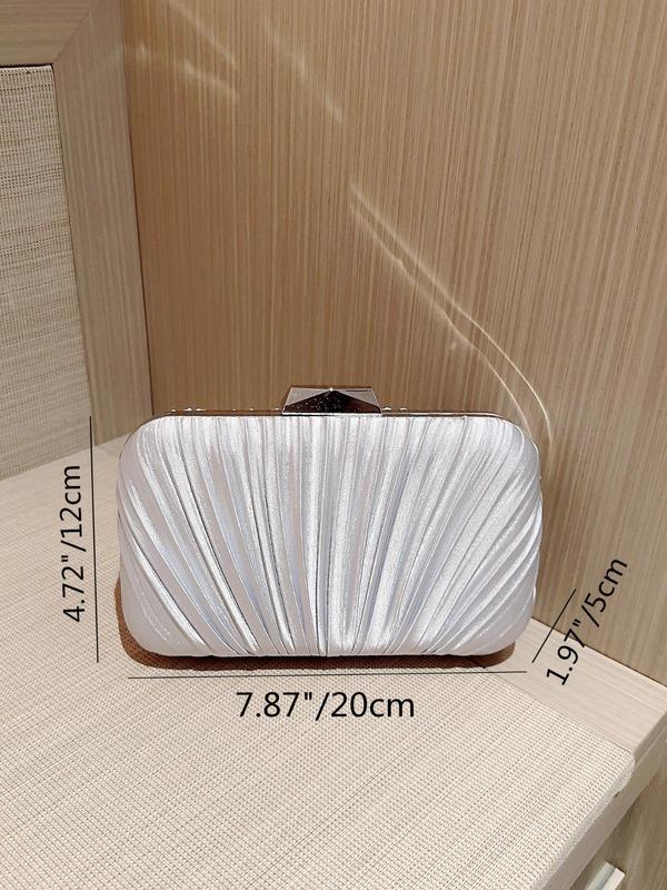 Women's Minimalist Elegant Plain Ruched Design Chain Decor Evening Bag For Party & Wedding