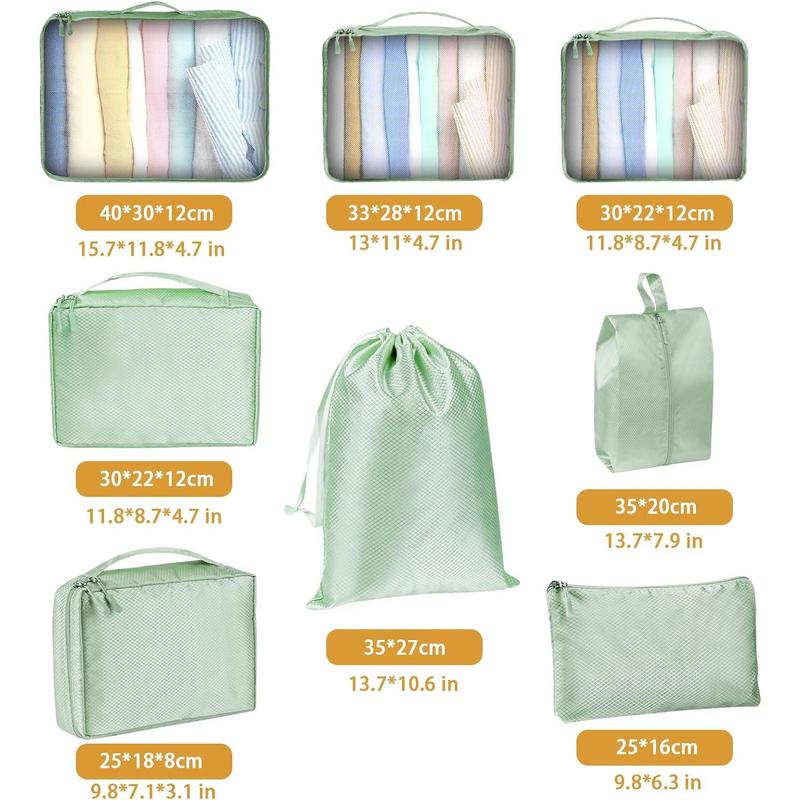 Packing Cubes for Travel 8 Set Packing Cubes for Suitcases Lightweight Luggage Organizer Bags Suitcase Organizer Travel Essentials (Avocado Green)