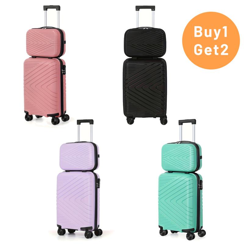 2pcs Ultra-Lightweight Carry-On Luggage Set Cosmetic Bag - Durable ABS Material, Sturdy Aluminum Alloy Handle, and Smooth Rolling Wheels for Travel