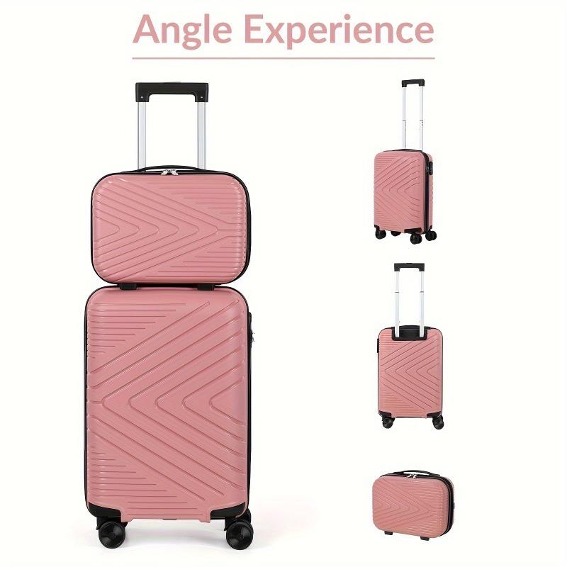 2pcs Ultra-Lightweight Carry-On Luggage Set Cosmetic Bag - Durable ABS Material, Sturdy Aluminum Alloy Handle, and Smooth Rolling Wheels for Travel