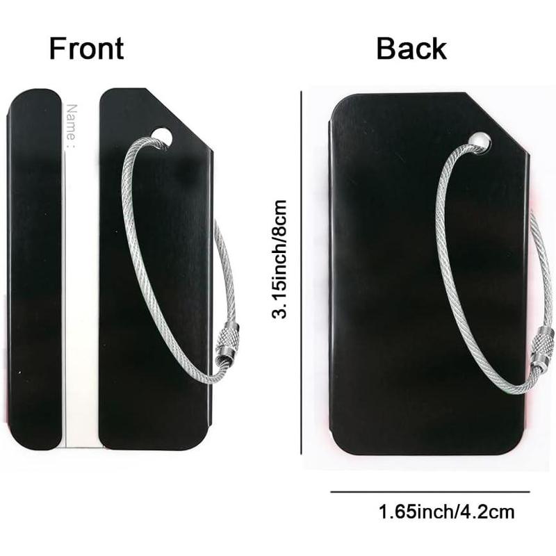 2Pack Black Aluminum Luggage Tag with Name ID Card Perfect to Quickly Spot Luggage Suitcase