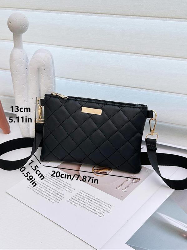 Women's Fashionable Argyle Quilted Design Crossbody Bag, Simple Versatile Zipper Shoulder Bag for Daily Used, Casual Trendy Versatile High-quality Daily Commuting Bag