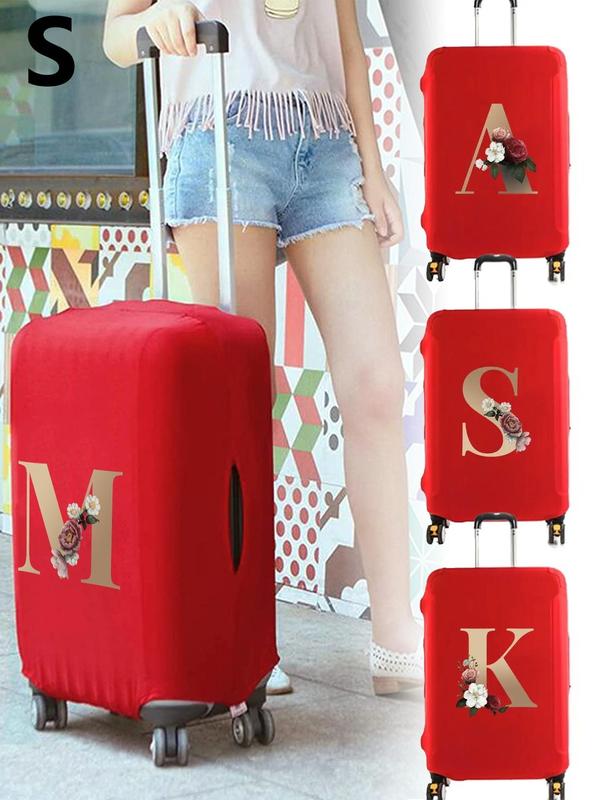 Unisex Flower & Letter Pattern Travel Luggage Cover, Durable Dustproof Foldable Suitcase Cover, Versatile Travel Accessories for Travel Use