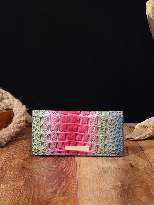 Summer Classic Matching Luxury Vintage Mock-croc Long Wallet, Colorful Summer Trendy Crocodile Embossed Card Holder for Women As 2024 Summer Gift, Gifts for Girlfriends