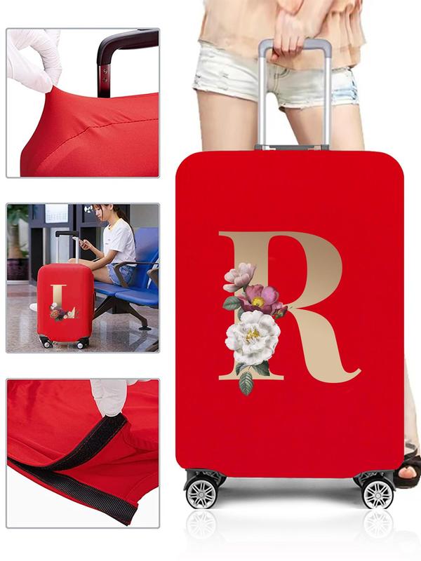 Unisex Flower & Letter Pattern Travel Luggage Cover, Durable Dustproof Foldable Suitcase Cover, Versatile Travel Accessories for Travel Use