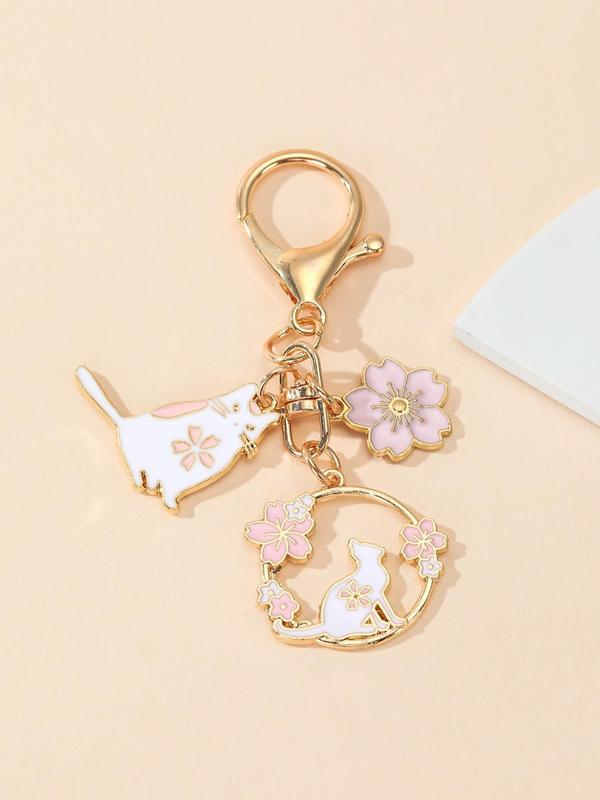 Cute Cartoon Animal & Flower Design Bag Charm, Bag Decoration For Women & Girls, Trendy Bag Accessories