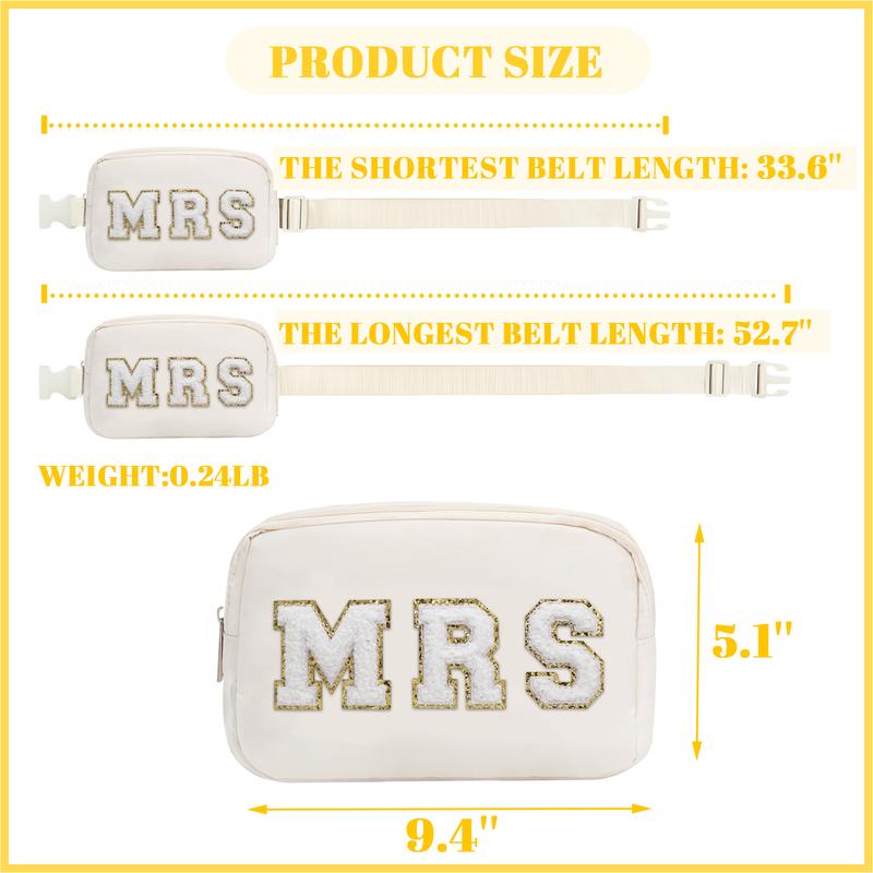 Bachelorette Gifts for Bride Fanny Pack, Bridal Shower Gifts for Wedding Day Bachelorette Party Engagement Honeymoon, Mrs Bag for Bride with Adjustable Strap, Maid Of Honor Gift