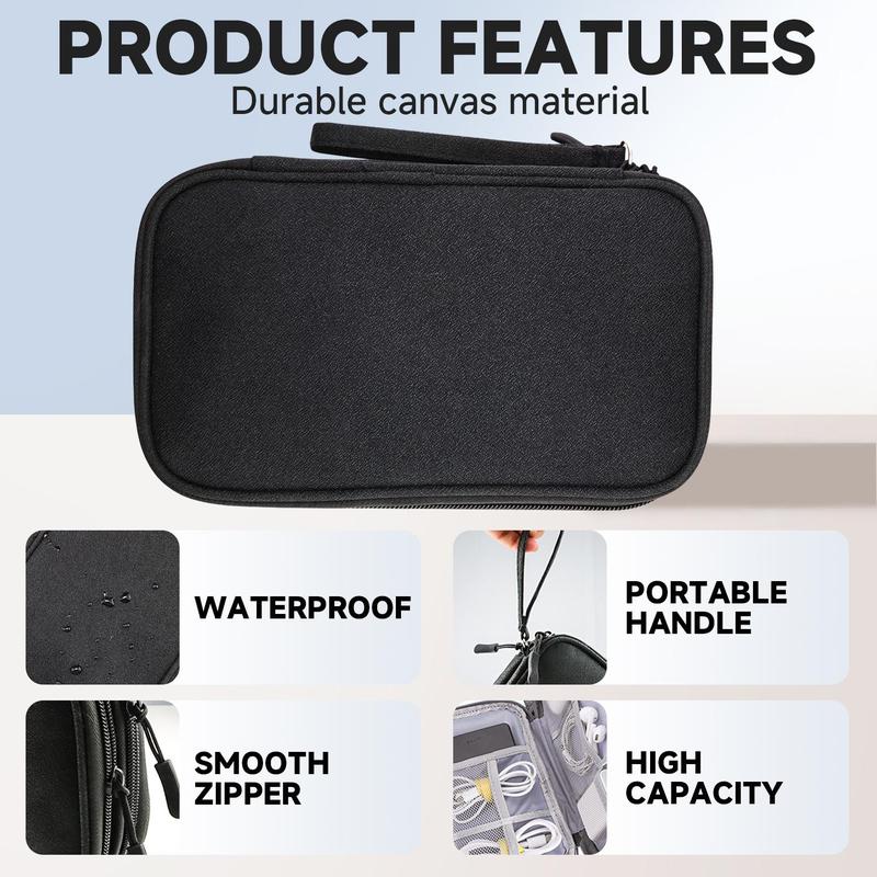 Portable Travel Storage Bag, 1count Waterproof Double Layer Electronic Accessories Storage Bag, Electronic Organizer for Data Cable, Charger, Earphone