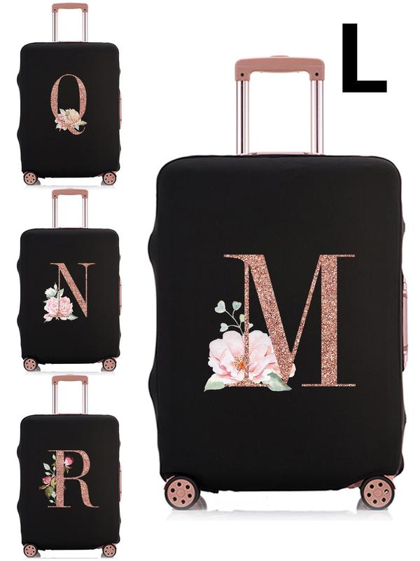 Floral Letter Pattern Luggage Cover, Dustproof Foldable Travel Bag Protector, Bag Accessories for Women & Men