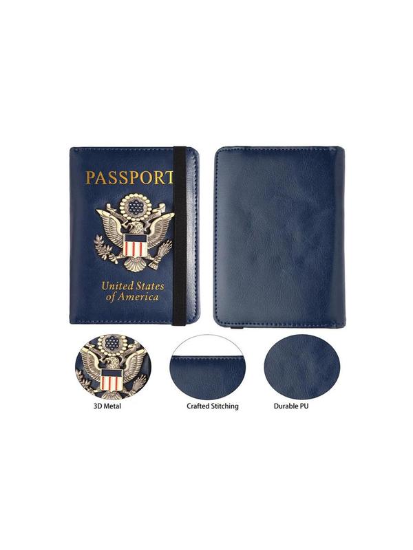 Unisex Casual PU Leather Passport Case, Multi Card Slot Passport Holder with Elastic Band, RFID Blocking Passport Case for Men & Women for Travel Use