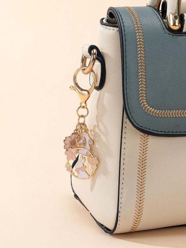 Cute Cartoon Animal & Flower Design Bag Charm, Bag Decoration For Women & Girls, Trendy Bag Accessories