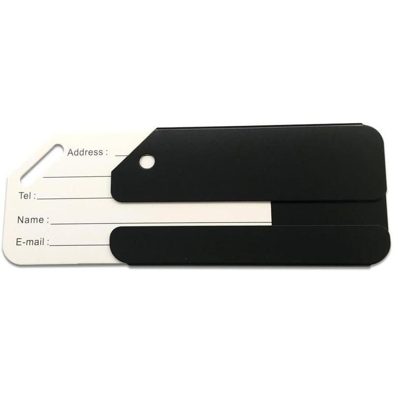 2Pack Black Aluminum Luggage Tag with Name ID Card Perfect to Quickly Spot Luggage Suitcase