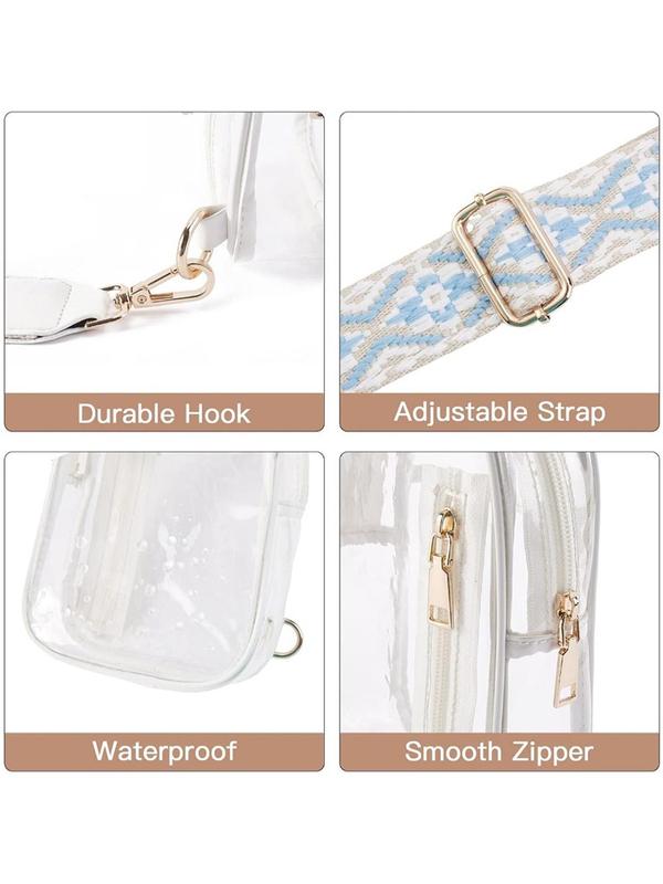 Fashionable Clear Sling Bag, Minimalist Lightweight Chest Bag, Transparent Chest Bag, Casual Versatile Zipper Sling Bag for Women & Girls