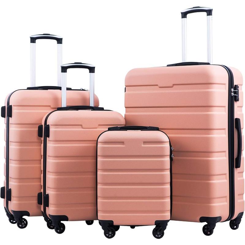 Luggage Suitcase Spinner Hardshell Lightweight TSA Lock (family set-sakura pink, 4 piece set(16in20in24in28in))