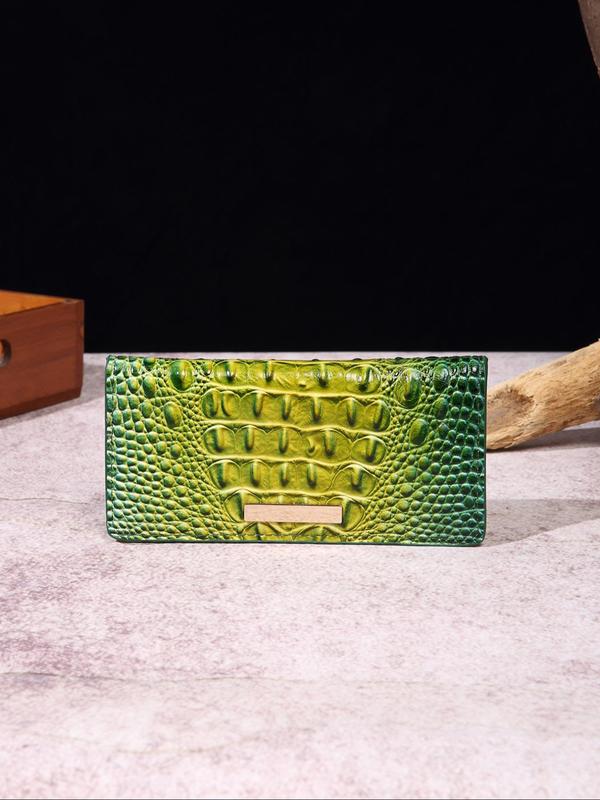 Summer Classic Matching Luxury Vintage Mock-croc Long Wallet, Colorful Summer Trendy Crocodile Embossed Card Holder for Women As 2024 Summer Gift, Gifts for Girlfriends