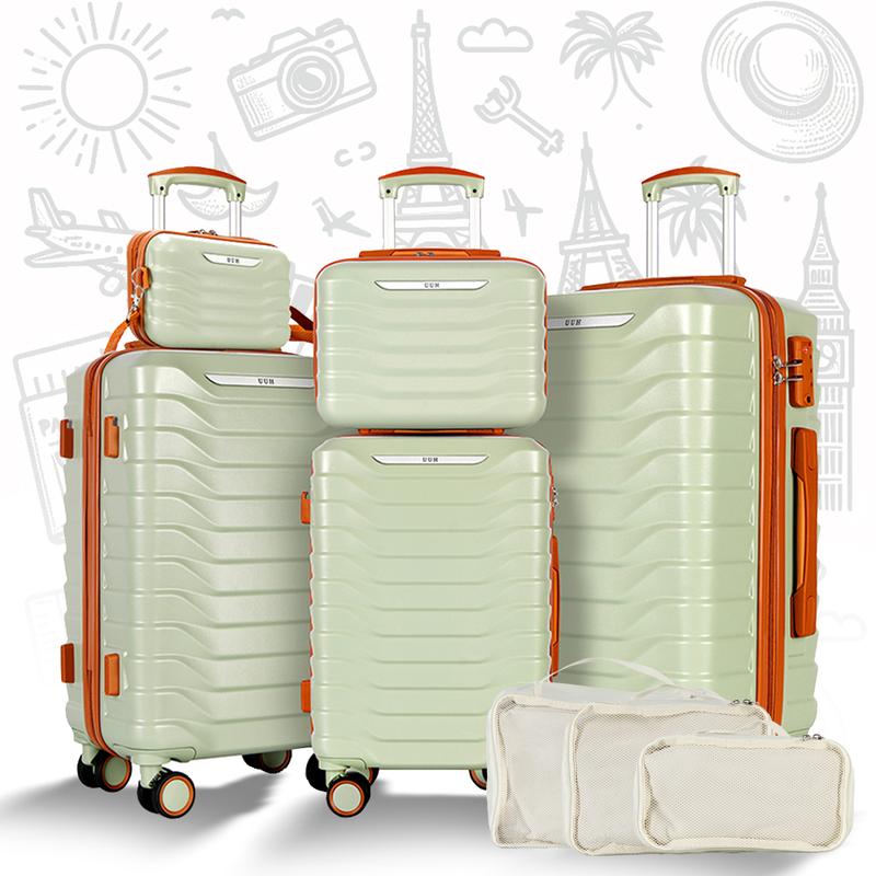 UUH Lightweight Luggage Family Travel Set, 2024 New Lightweight Luggage, with various combinations of three and four pieces, including gray, green, blue, black, white and silver for your choice, UUH will be your best travel companion.