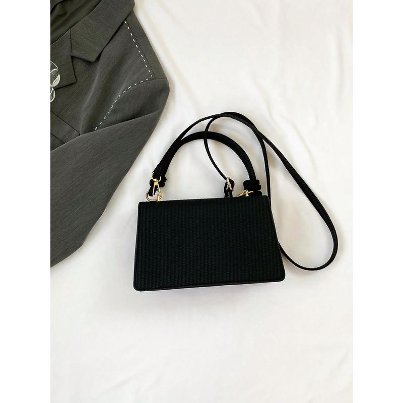 New Vintage Weave Texture Handheld Square Bag For Women, Can Be Used As Shoulder Or Crossbody Bag