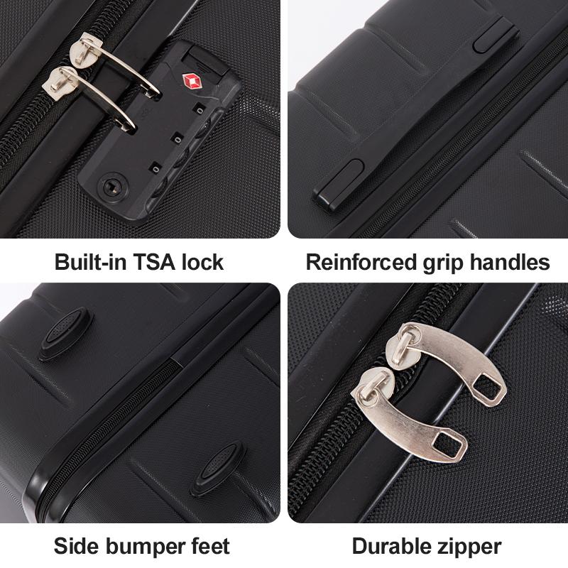 3 Pcs ABS Hardside Luggage Sets with TSA Lock Spinner Wheels