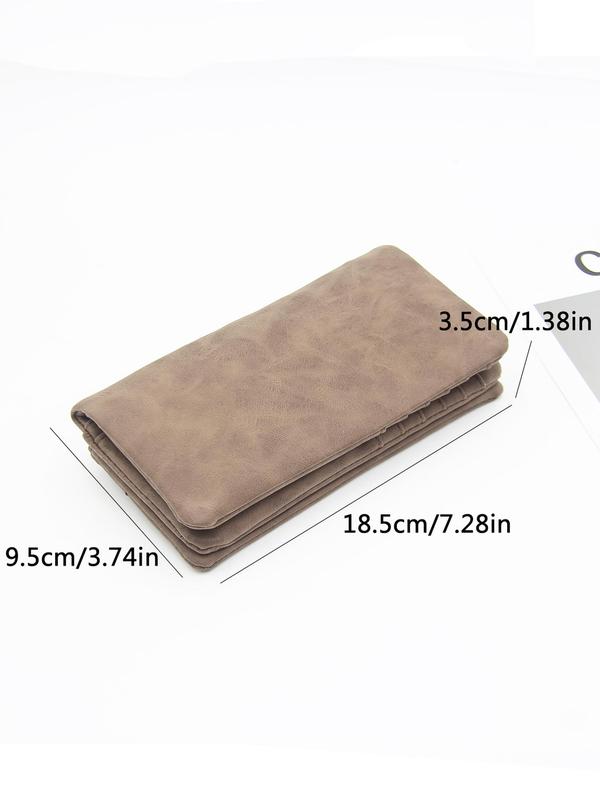 Women's Solid Color Double Zipper Long Wallet, Fashionable Multi-function PU Leather Wristlet for Daily Used, Casual Trendy Versatile High-quality Daily Commuting Bag