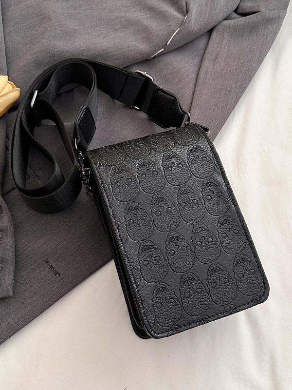 Fashionable Skull Embossed Crossbody Bag, Casual PU Leather Shoulder Bag for Women, Casual Trendy Versatile High-quality Daily Commuting Bag