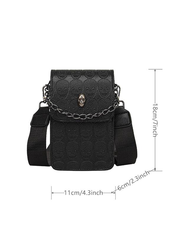 Fashionable Skull Embossed Crossbody Bag, Casual PU Leather Shoulder Bag for Women, Casual Trendy Versatile High-quality Daily Commuting Bag