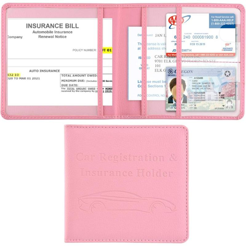 Car Registration Holder, Vehicle Glove Box Car Organizer Men Women Wallet Accessories Case for Cards, Essential Document, Driver License