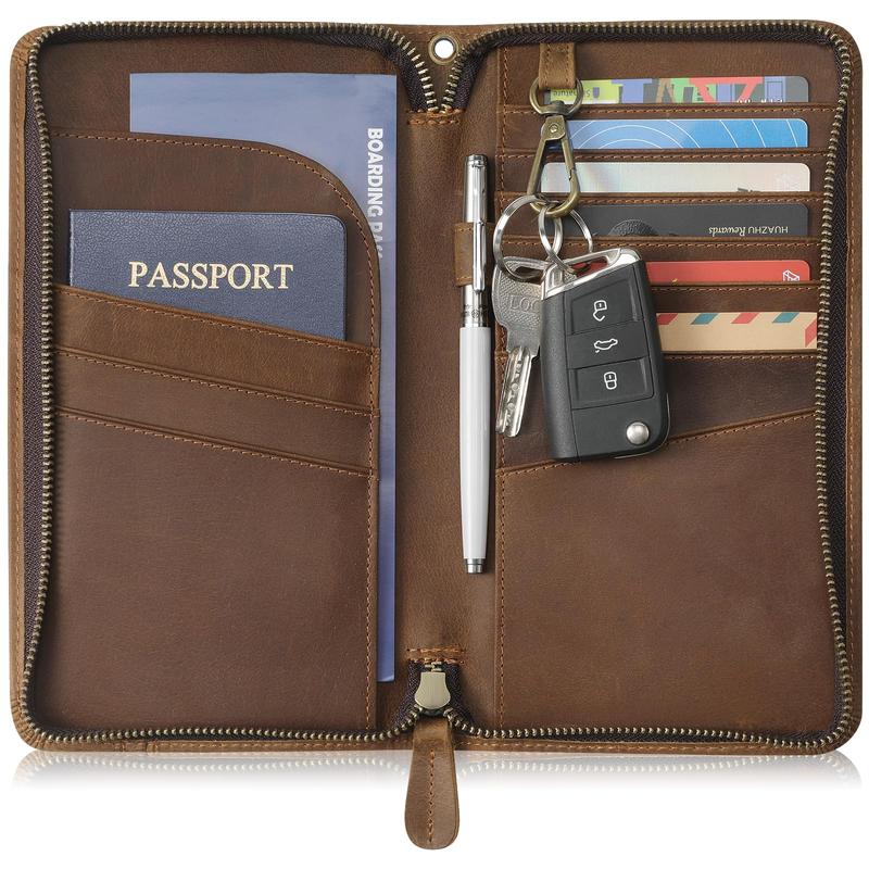 Leather Family Travel Passport Case for Men Women, Large RFID Passport Wallet Holder Travel Passport Cover