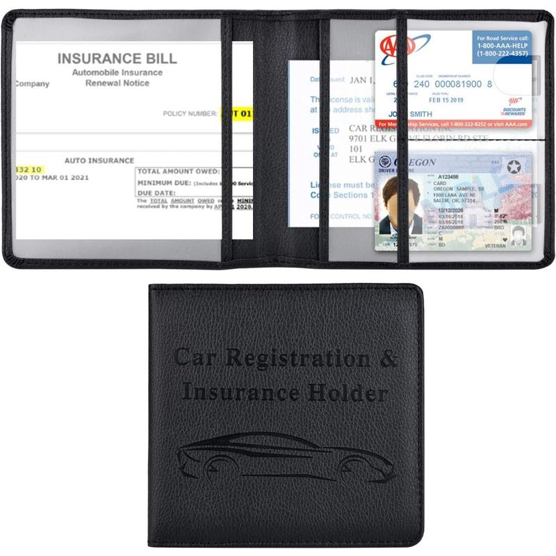 Car Registration Holder, Vehicle Glove Box Car Organizer Men Women Wallet Accessories Case for Cards, Essential Document, Driver License