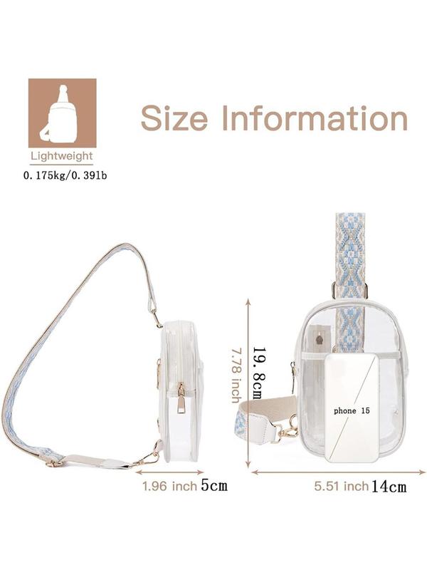 Fashionable Clear Sling Bag, Minimalist Lightweight Chest Bag, Transparent Chest Bag, Casual Versatile Zipper Sling Bag for Women & Girls