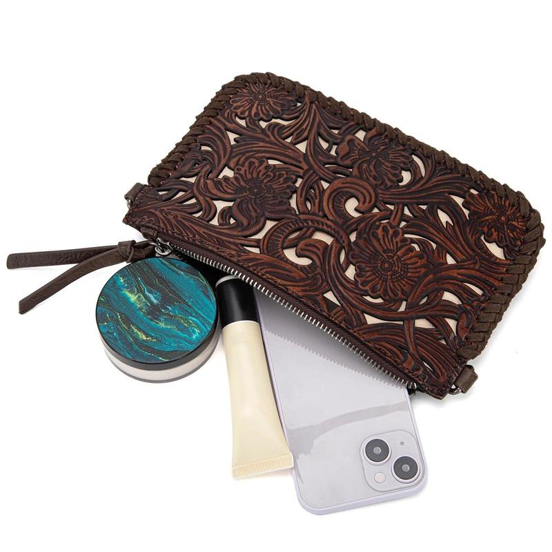 Trinity Ranch Leather Floral Tooled Collection Clutch Crossbody