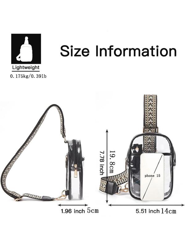 Fashionable Clear Sling Bag, Minimalist Lightweight Chest Bag, Transparent Chest Bag, Casual Versatile Zipper Sling Bag for Women & Girls