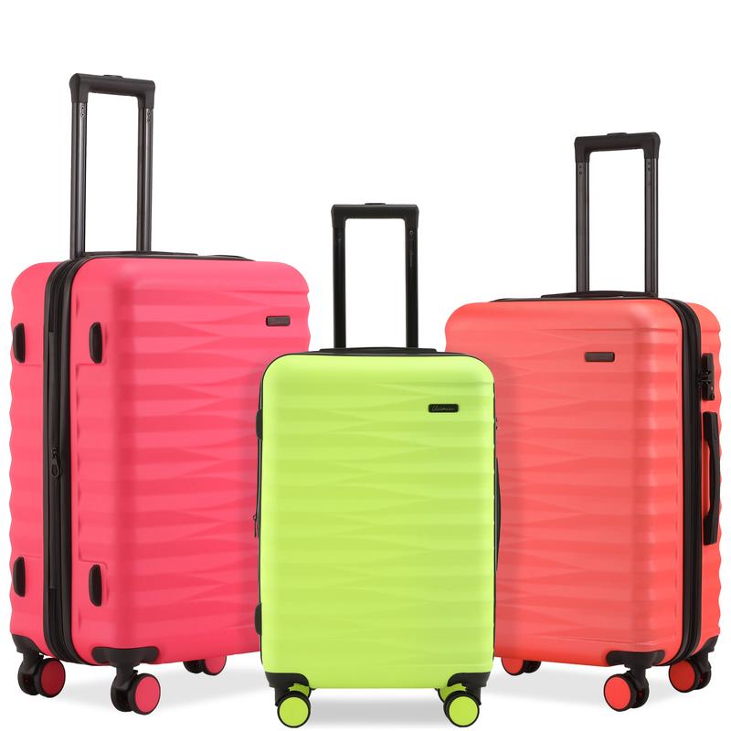 UIIMIII 3 Piece Neon Set Luggage with Hard-Shell, Expandable, Lightweight, 360 Spinner Wheels & TSA Lock