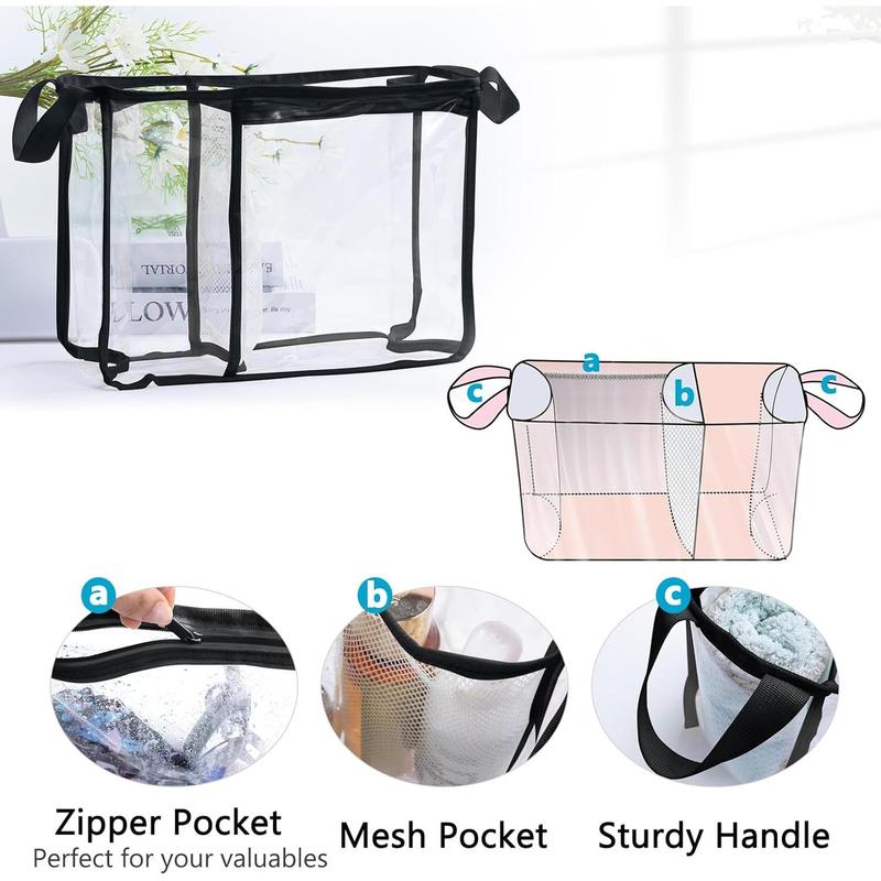 Clear Beach Bag Organizer Insert with 3count Accessories for Medium Bogg Bag Inserts -Beach Tote Bag Divider with Sunglasses Holder, Phone Holder and Clips Hooks - Beach Tote Bag Insert Organizer Liner